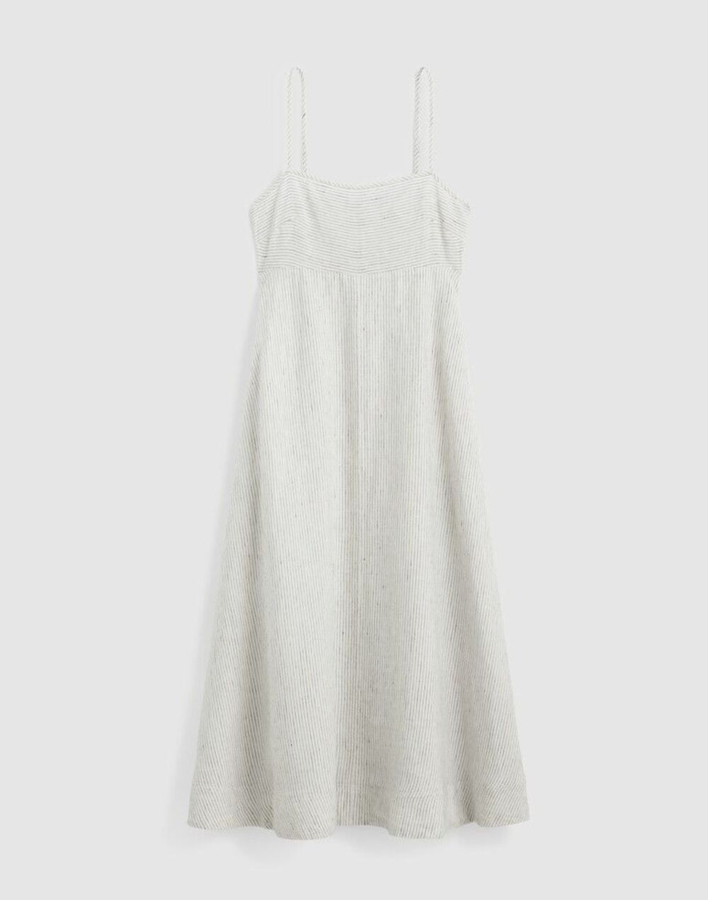 NEW Madewell Striped Empire Waist Midi Dress Linen Ivory SIZE Large - Picture 6 of 11